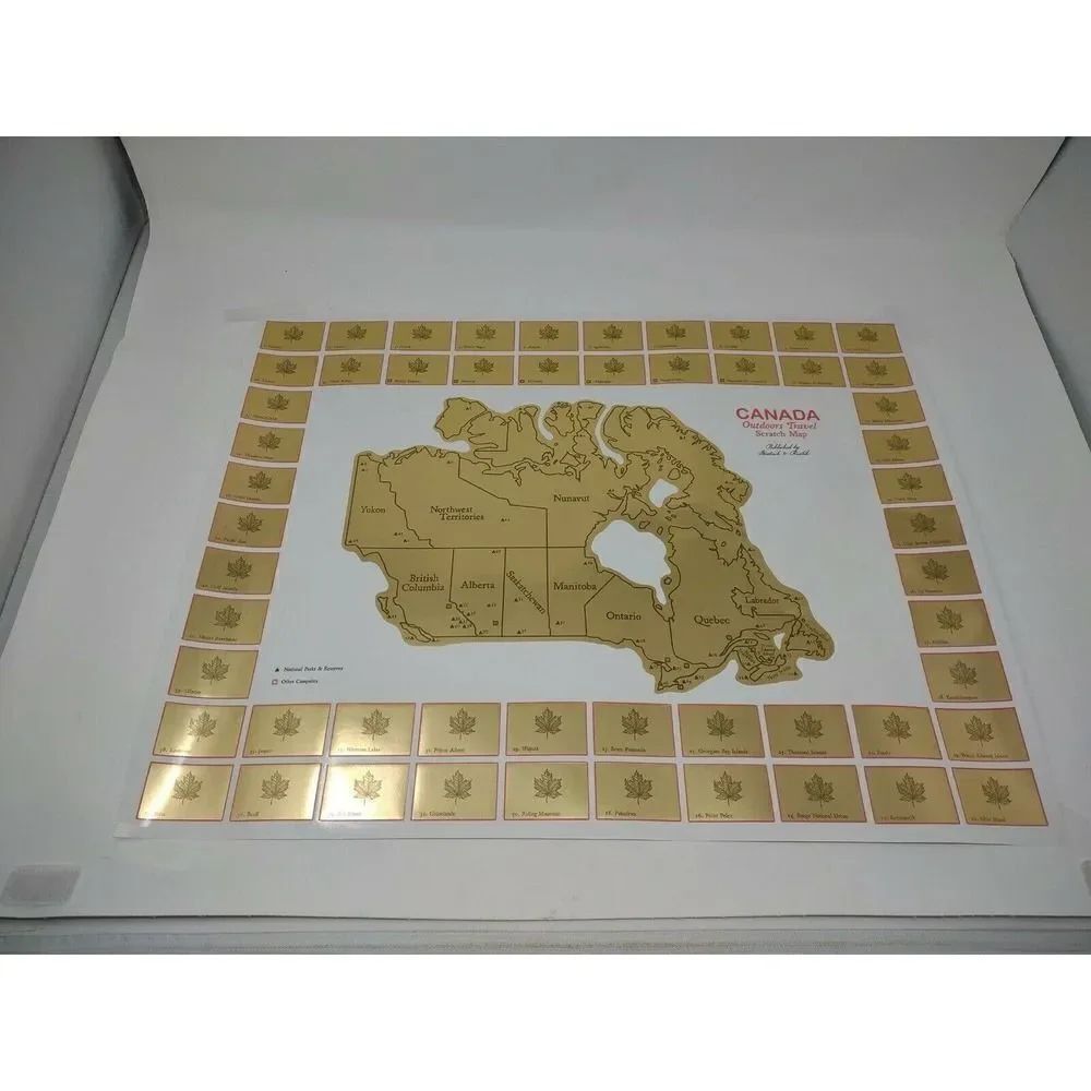 Canada Outdoors Travel Scratch Map All 48 National Parks Bonus 20x16in 52x41cm